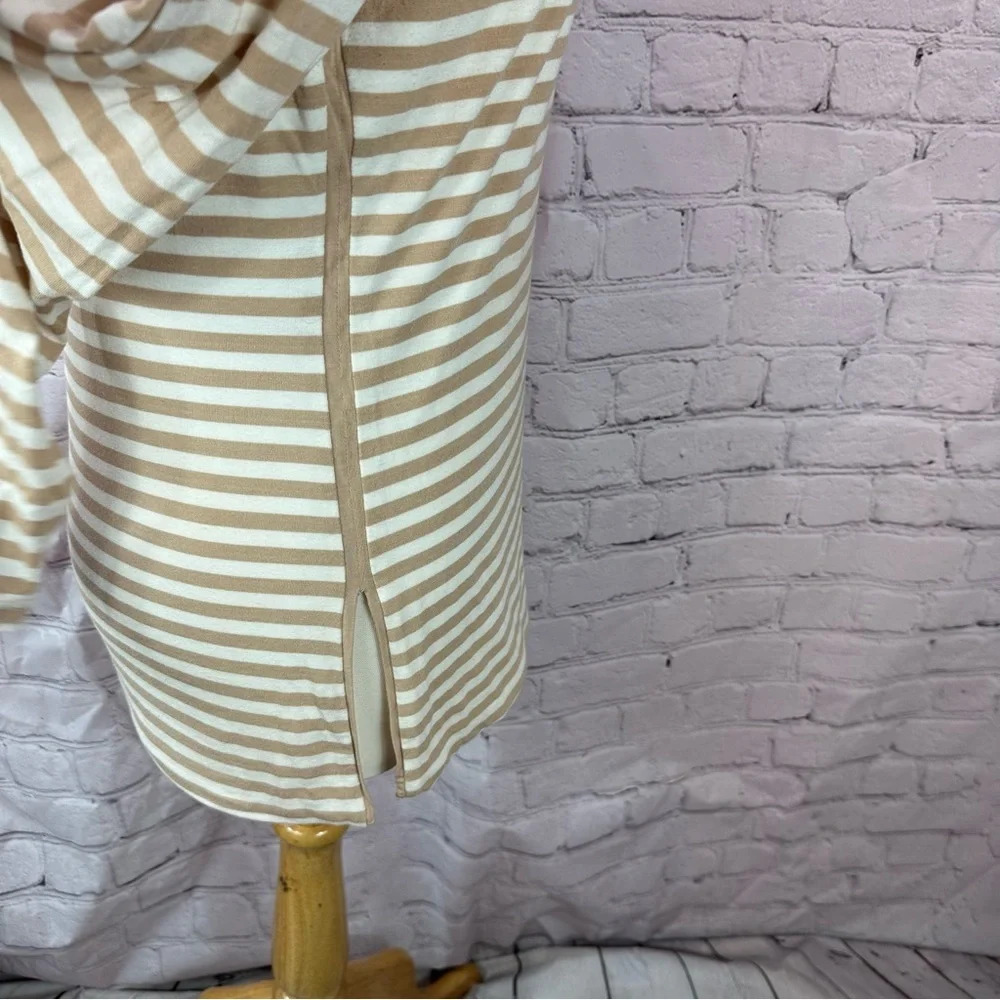 white house black market WHBM striped tee tunic women M neutral minimalist layer - Picture 3 of 10